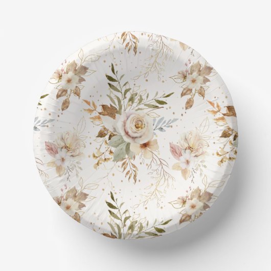 Rustikale Rose im Herbst Wasserfarben Botanisch Pappteller (Vorderseite)