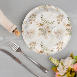 Rustikale Rose im Herbst Wasserfarben Botanisch Pappteller<br><div class="desc">Die Romantik einer Herbsthochzeit wird in diesem eleganten,  nahtlos wiederholenden Muster mit Aquarellfarben und Grün in warmen Herbstfarben von Terrakotta,  Elfenbein,  Rost,  Kastanien,  staubblau und Salbei grün mit Touchs von goldenen Glitzern eingefangen.</div>