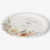 Rustikale Rose im Herbst Wasserfarben Botanisch Pappteller (Schrägansicht)