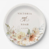 Rustikale Rose im Herbst Wasserfarben Botanisch Pappteller (Vorderseite)