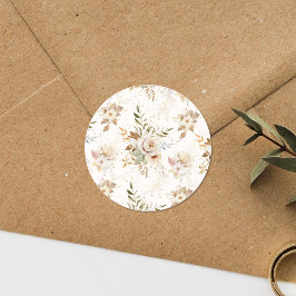 Rustikale Rose im Herbst Wasserfarben Botanisch Runder Aufkleber