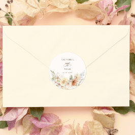 Rustikale Rose im Herbst Wasserfarben Botanisch Runder Aufkleber