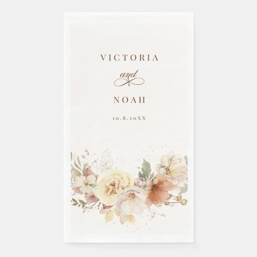 Rustikale Rose im Herbst Wasserfarben Botanisch Serviette (Vorderseite)