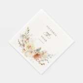 Rustikale Rose im Herbst Wasserfarben Botanisch Serviette (Ecke)