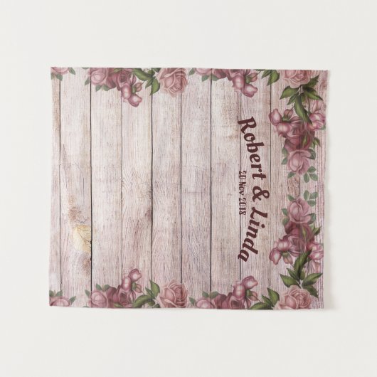 Rustikale Rose im Wald - Hintergrund für Hochzeite Wandteppich (Vorderseite (Horizontal))