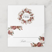 Rustikale Rose in Burgund und Elfenbeinküste Platzkarte (Außenseite Aufgefaltet)