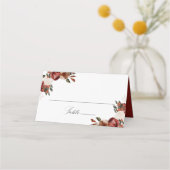 Rustikale Rose in Burgund und Elfenbeinküste Platzkarte (Vorderseite)