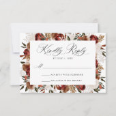 Rustikale Rose in Burgund und Elfenbeinküste RSVP Karte (Vorderseite)