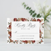 Rustikale Rose in Burgund und Elfenbeinküste RSVP Karte (Stehend Vorderseite)