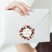 Rustikale Rose in Burgund und Elfenbeinküste Runder Aufkleber