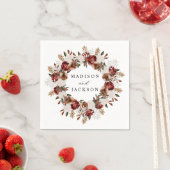 Rustikale Rose in Burgund und Elfenbeinküste Serviette (Beispiel)