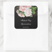 Rustikale Rose in schwarzem Quinceanera Quadratischer Aufkleber (Tasche)