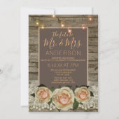 Rustikale Rose Lace Mason Jar String Light Verlobu Einladung (Vorderseite)