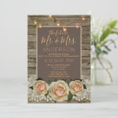 Rustikale Rose Lace Mason Jar String Light Verlobu Einladung (Stehend Vorderseite)