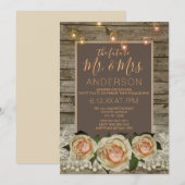 Rustikale Rose Lace Mason Jar String Light Verlobu Einladung (Vorne/Hinten)