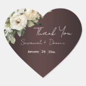 Rustikale Rose Marsala Wedding Vielen Dank Herz-Aufkleber (Vorderseite)