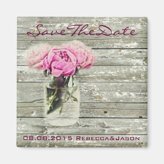 rustikale Rose Masson Glas Hochzeit speichern Sie Magnet (Vorne)