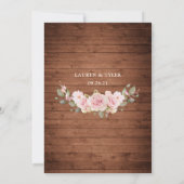 Rustikale Rose mit floraler Holzverkleidung Einladung (Rückseite)