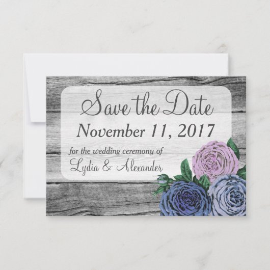 Rustikale Rose mit Hochzeiten retten das Datum Save The Date (Vorderseite)