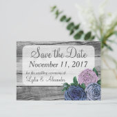 Rustikale Rose mit Hochzeiten retten das Datum Save The Date (Stehend Vorderseite)