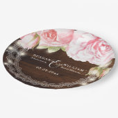 Rustikale Rose mit Holzstring-Lichtern, die kunden Pappteller (Schrägansicht)