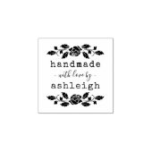 Rustikale Rose mit Liebe | INDIVIDUELLE NAME Gummistempel (Prägung)