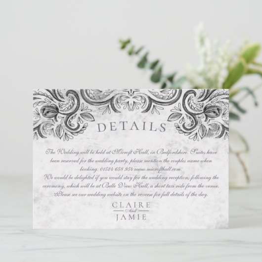 Rustikale Rose mit Schwarz-Weiß-Einladung. Einladung (Stehend Vorderseite)