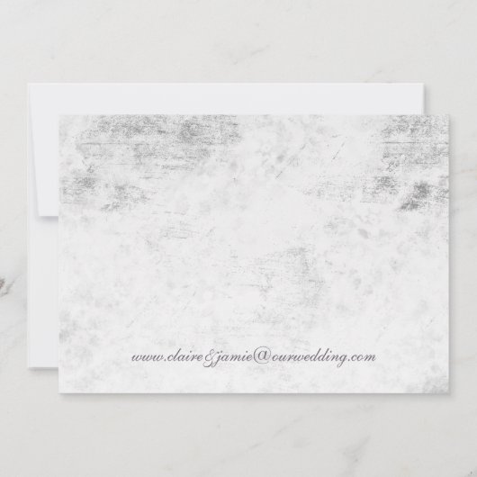 Rustikale Rose mit Schwarz-Weiß-Einladung. Einladung (Rückseite)