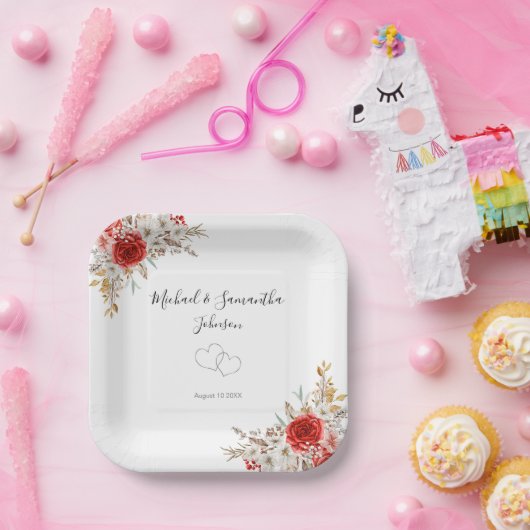 Rustikale Rose Pappteller (Party)