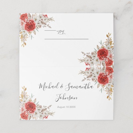 Rustikale Rose Platzkarte (Außenseite Aufgefaltet)