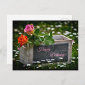 Rustikale Rose Postkarte *Personalisieren Sie Ihre (Vorne/Hinten)