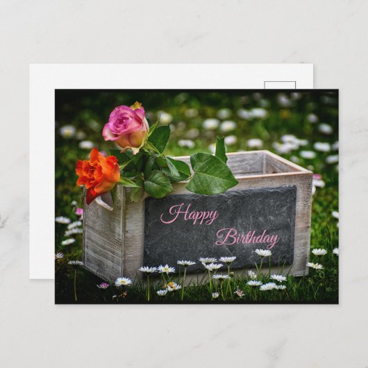 Rustikale Rose Postkarte *Personalisieren Sie Ihre (Vorne/Hinten)