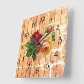 Rustikale Rose Quadratische Wanduhr (Winkel)