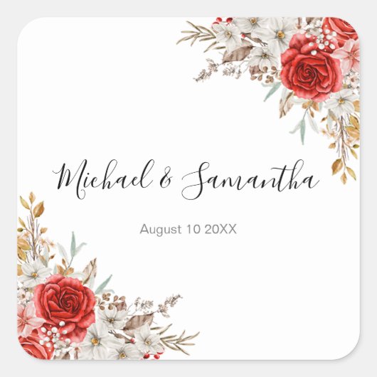 Rustikale Rose Quadratischer Aufkleber (Vorderseite)