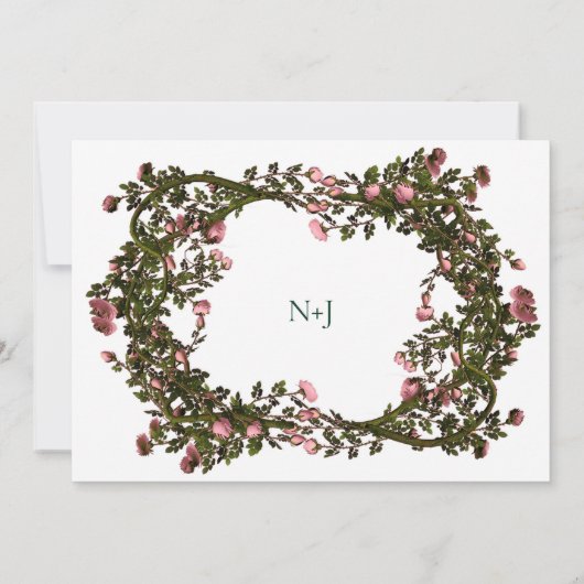 Rustikale Rose Rosa Rose Botanischer Garten Einladung (Rückseite)