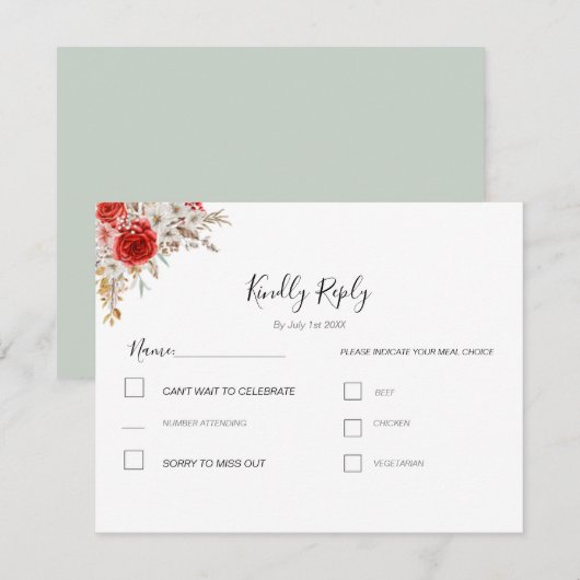 Rustikale Rose RSVP Karte (Vorne/Hinten)