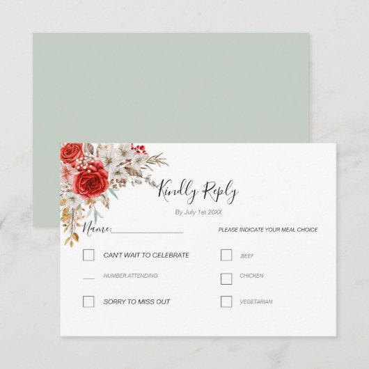 Rustikale Rose RSVP Karte (Vorne/Hinten)