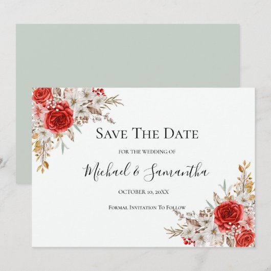 Rustikale Rose Save The Date (Vorne/Hinten)