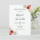 Rustikale Rose Save The Date (Stehend Vorderseite)