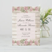 Rustikale Rose Save the Date auf Holz (Stehend Vorderseite)