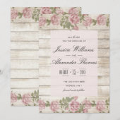 Rustikale Rose Save the Date auf Holz (Vorne/Hinten)