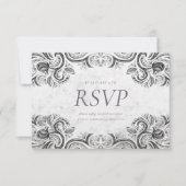 rustikale Rose, Schwarz-Weiß-Einladung, RSVP Karte (Vorderseite)