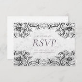 rustikale Rose, Schwarz-Weiß-Einladung, RSVP Karte (Vorne/Hinten)