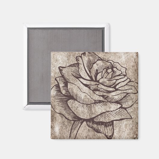 Rustikale Rose Tinte Zeichnend Magnet (Vorderseite/Rückseite)