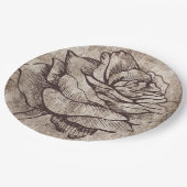 Rustikale Rose Tinte Zeichnend Pappteller (Schrägansicht)