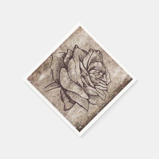 Rustikale Rose Tinte Zeichnend Serviette (Ecke)