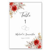 Rustikale Rose Tischnummer (Vorderseite)