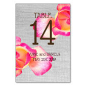 Rustikale Rose, Tischnummern (Rückseite)