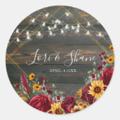 Rustikale Rose und Aster Runder Aufkleber (Vorderseite)