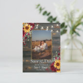 Rustikale Rose und Aster Save the Date Foto Postkarte (Stehend Vorderseite)